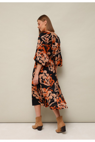 Многоцветное платье с отрезной талией и воланами PUR PUR 11-136/1 - фото 4