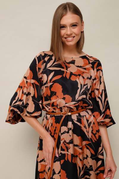 Многоцветное платье с отрезной талией и воланами PUR PUR 11-136/1 - фото 3