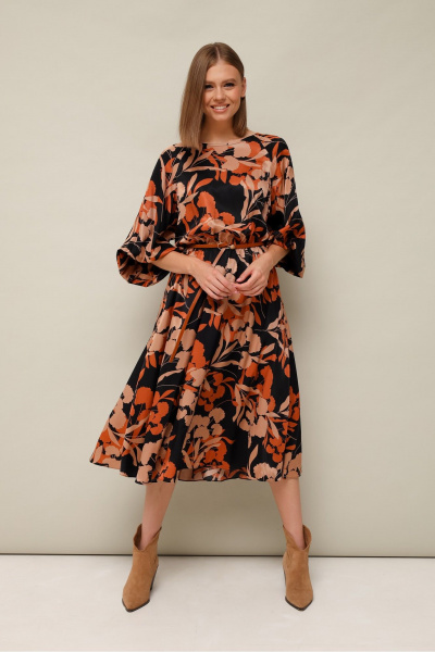 Многоцветное платье с отрезной талией и воланами PUR PUR 11-136/1 - фото 2