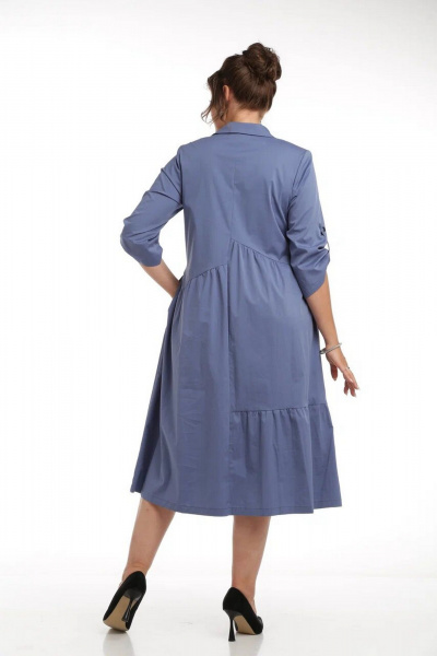 Платье из текстиля с V-образным вырезом и разрезами Rishelie 903 джинс - фото 2