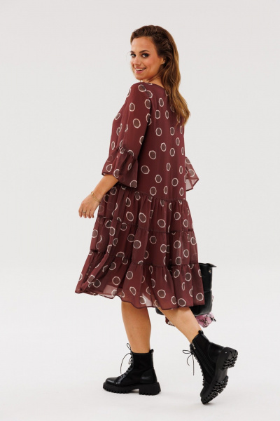 Платье из шифона с рукавом 3/4 и florальным принтом Anastasia 1110 шоколад - фото 12