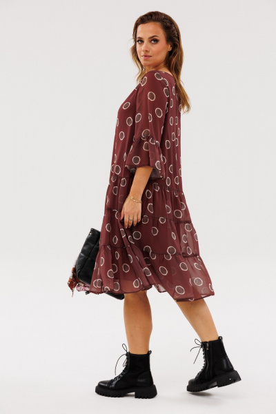 Платье из шифона с рукавом 3/4 и florальным принтом Anastasia 1110 шоколад - фото 11