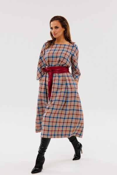 Платье Anastasia 1136 марсала(принт_клетка) - фото 8