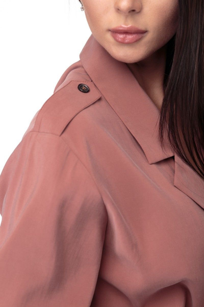 Платье классического кроя средней длины с поясом в стиле на каждый день Anelli 900 терракот - фото 8