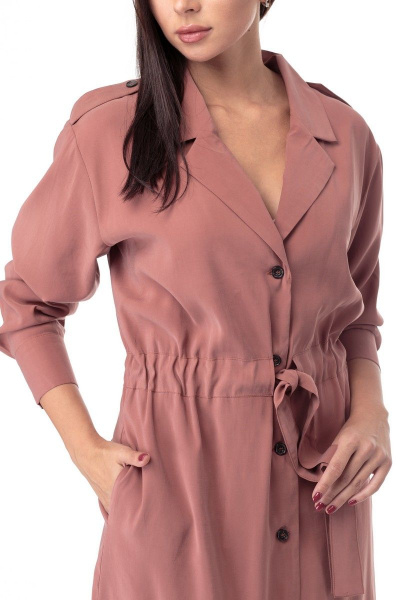 Платье классического кроя средней длины с поясом в стиле на каждый день Anelli 900 терракот - фото 7