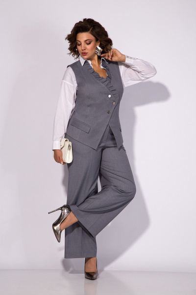 Костюм из брюки и жилетки из текстиля Liliana 1338 графит - фото 1