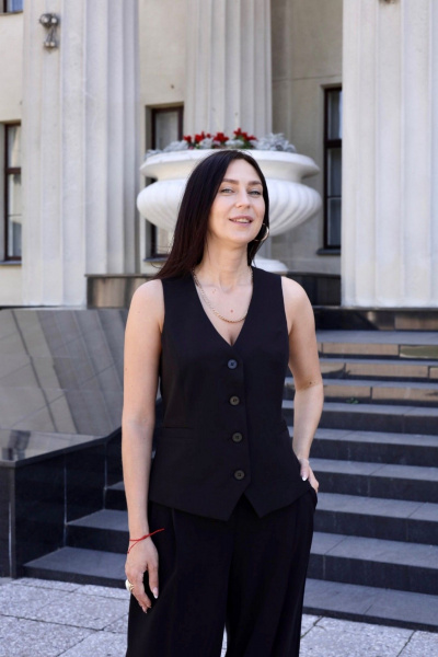 Жилет и платье из вискозы с принтом в комплекте LIZET М357 - фото 1