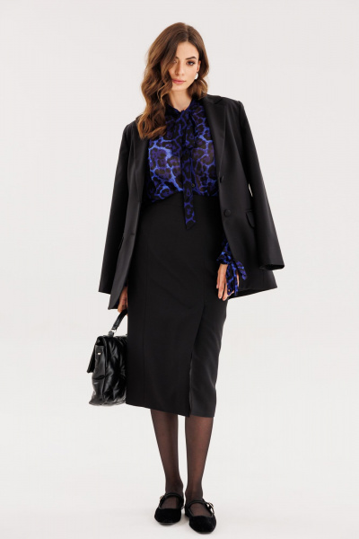 Юбка из костюмной ткани пояc с декоративными карманами демисезон EOLA 2597 черный - фото 3