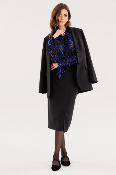 Юбка из костюмной ткани пояc с декоративными карманами демисезон EOLA 2597 черный - фото 2