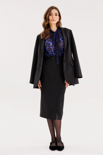 Юбка из костюмной ткани пояc с декоративными карманами демисезон EOLA 2597 черный - фото 1