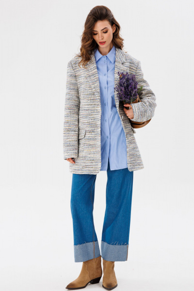 Голубые джинсовые брюки с лампасами и декором на карманах EOLA 2611.1 темно-голубой - фото 12