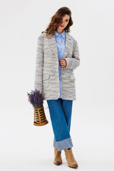 Голубые джинсовые брюки с лампасами и декором на карманах EOLA 2611.1 темно-голубой - фото 11