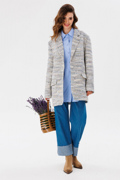 Голубые джинсовые брюки с лампасами и декором на карманах EOLA 2611.1 темно-голубой - фото 10