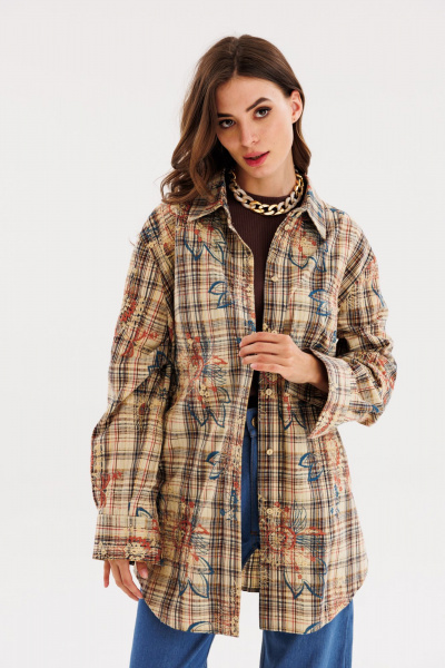 Голубые джинсовые брюки с лампасами и декором на карманах EOLA 2611.1 темно-голубой - фото 5