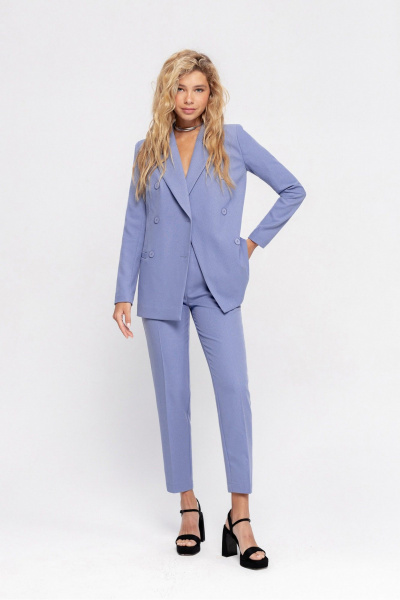 Укороченные прямые брюки из текстильной ткани PiRS 4638 лаванда - фото 12