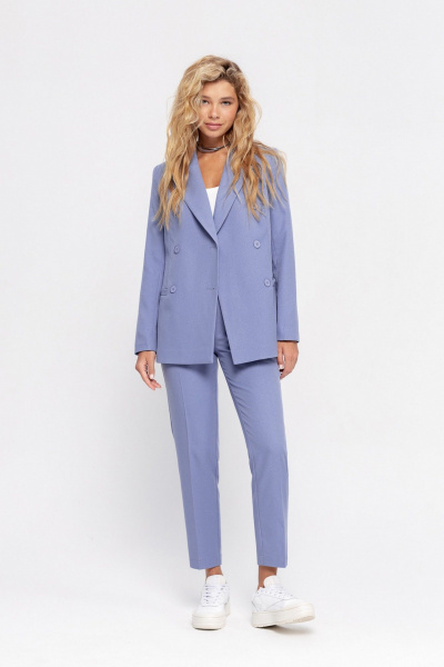 Укороченные прямые брюки из текстильной ткани PiRS 4638 лаванда - фото 10