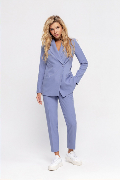 Укороченные прямые брюки из текстильной ткани PiRS 4638 лаванда - фото 9