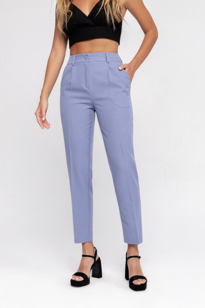 Укороченные прямые брюки из текстильной ткани PiRS 4638 лаванда - фото 7