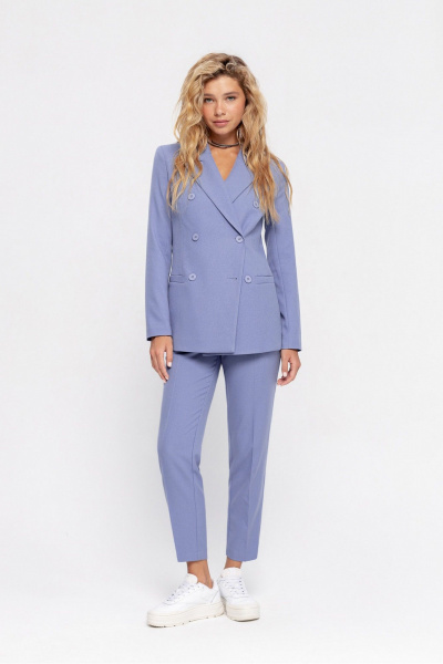 Укороченные прямые брюки из текстильной ткани PiRS 4638 лаванда - фото 5