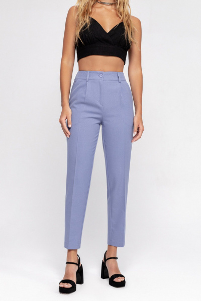 Укороченные прямые брюки из текстильной ткани PiRS 4638 лаванда - фото 3