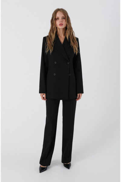 Трендовый оверсайз жакет с двубортной застежкой PiRS 4642 черный - фото 4