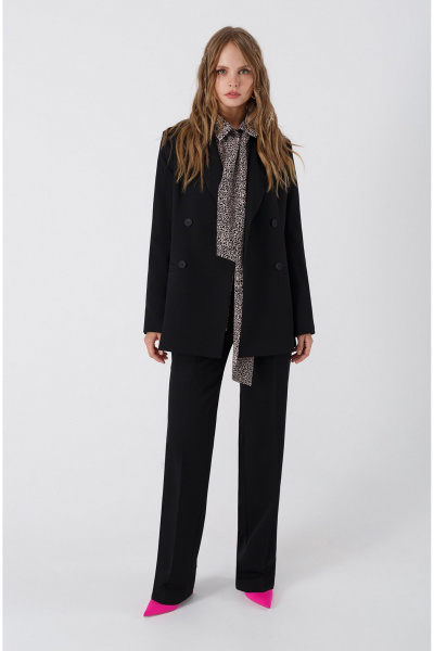 Трендовый оверсайз жакет с двубортной застежкой PiRS 4642 черный - фото 1