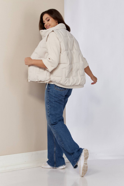 Белый жилет на молнии с декоративным шнуром Shetti 2152 молочный - фото 7