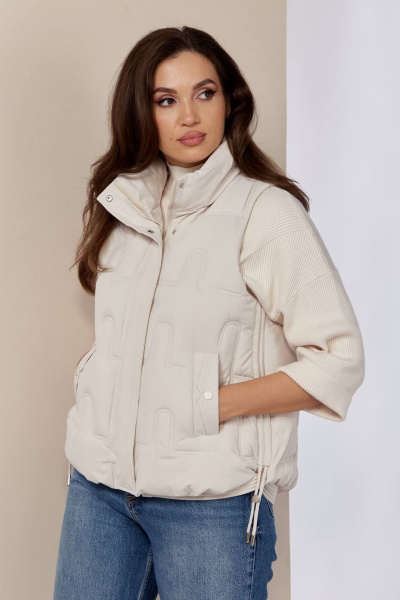 Белый жилет на молнии с декоративным шнуром Shetti 2152 молочный - фото 5