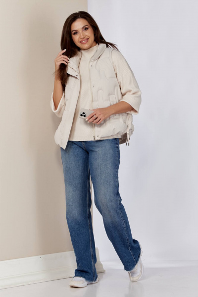 Белый жилет на молнии с декоративным шнуром Shetti 2152 молочный - фото 2