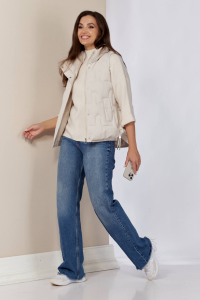 Белый жилет на молнии с декоративным шнуром Shetti 2152 молочный - фото 1