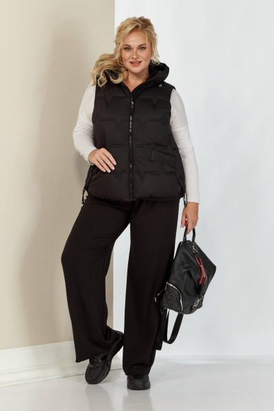 Черный жилет с капюшоном и утеплением на синтепоне Shetti 2153 черный - фото 2