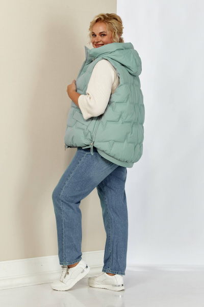 Демисезонная жилетка с капюшоном и декоративным шнуром Shetti 2153 ментол - фото 8