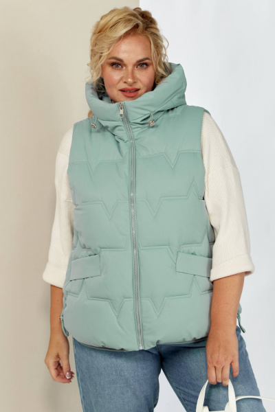 Демисезонная жилетка с капюшоном и декоративным шнуром Shetti 2153 ментол - фото 5