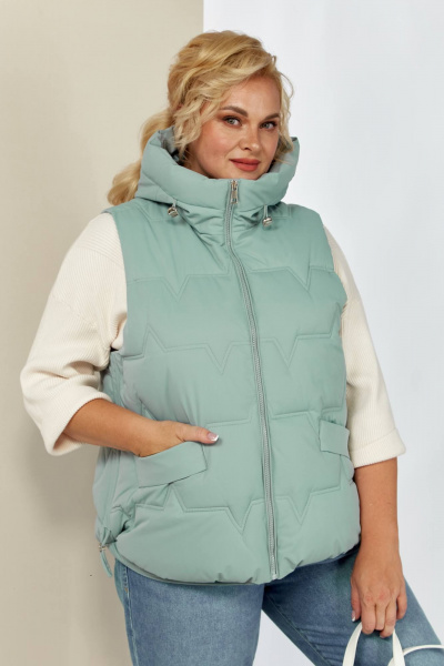 Демисезонная жилетка с капюшоном и декоративным шнуром Shetti 2153 ментол - фото 4