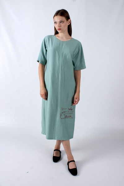 Летнее прямое платье с вырезом V и спущенными рукавами Mita ЖМ1220 - фото 1