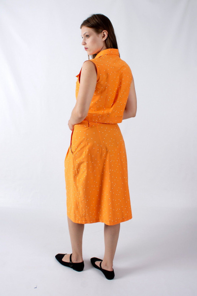 Оранжевый жилет прямого силуэта с декоративными рельефами Mita ЖМ1179 оранжевый - фото 3