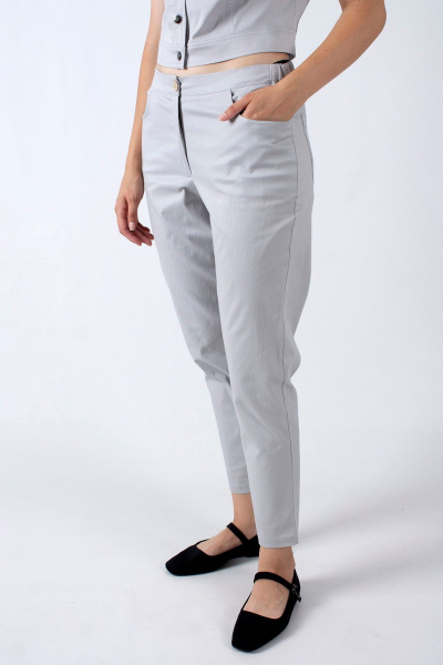 Летние зауженные брюки с резинкой на поясе Mita ЖМ1207 серый - фото 2