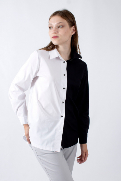 Белая рубашка прямого силуэта с длинными рукавами и пуговицами Mita ЖМ1200 - фото 8