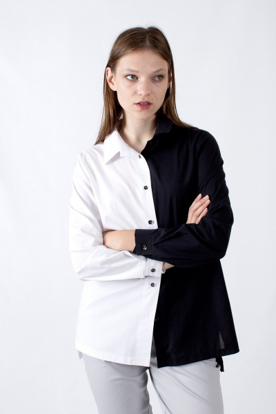 Белая рубашка прямого силуэта с длинными рукавами и пуговицами Mita ЖМ1200 - фото 2