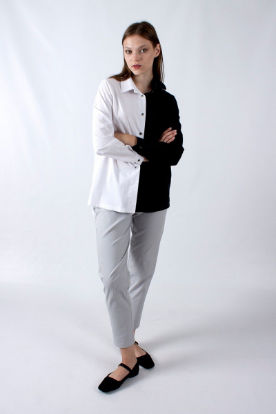Белая рубашка прямого силуэта с длинными рукавами и пуговицами Mita ЖМ1200 - фото 7