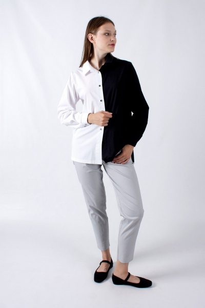 Белая рубашка прямого силуэта с длинными рукавами и пуговицами Mita ЖМ1200 - фото 6