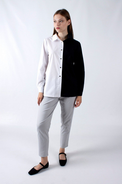 Белая рубашка прямого силуэта с длинными рукавами и пуговицами Mita ЖМ1200 - фото 1