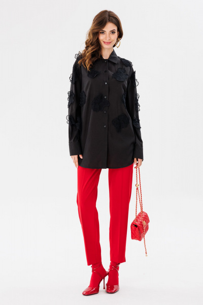 Красные брюки из костюмной ткани зауженные с разрезами EOLA 2661 красный - фото 11