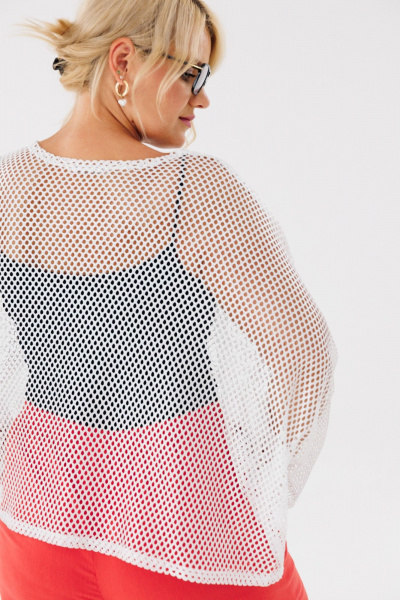 Топ plus size из сетки с перламутровым блеском Anastasia 1119.2 белый - фото 11