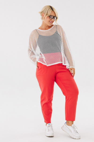 Топ plus size из сетки с перламутровым блеском Anastasia 1119.2 белый - фото 7