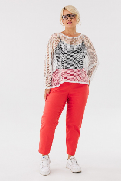 Топ plus size из сетки с перламутровым блеском Anastasia 1119.2 белый - фото 6