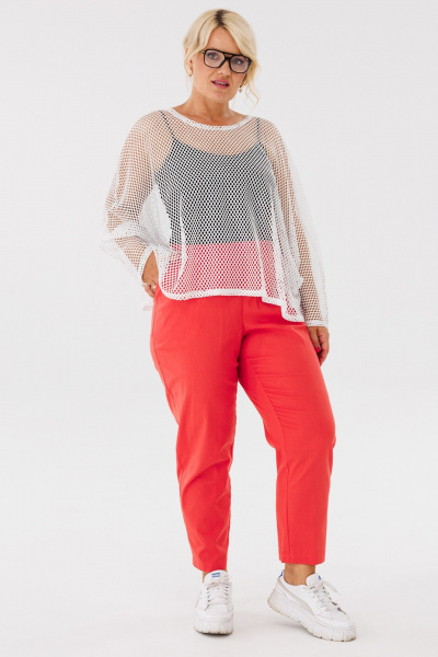 Топ plus size из сетки с перламутровым блеском Anastasia 1119.2 белый - фото 5