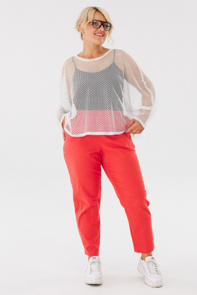 Топ plus size из сетки с перламутровым блеском Anastasia 1119.2 белый - фото 4