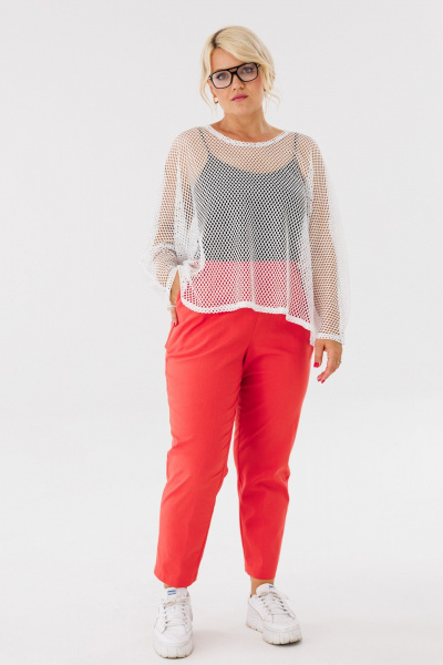 Топ plus size из сетки с перламутровым блеском Anastasia 1119.2 белый - фото 3