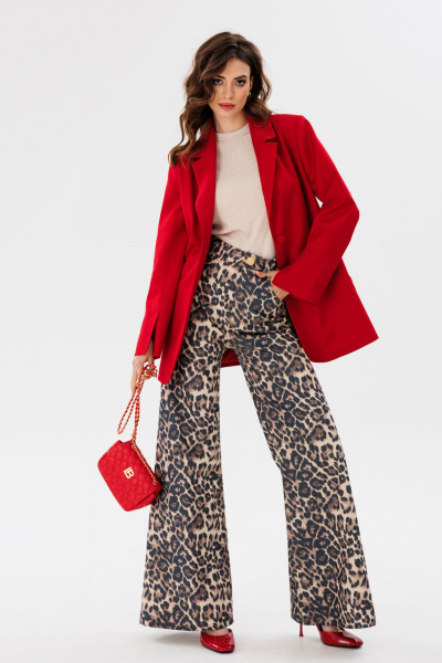 Джинсовые брюки с анималистичным принтом и накладными карманами EOLA 2673 леопард - фото 7